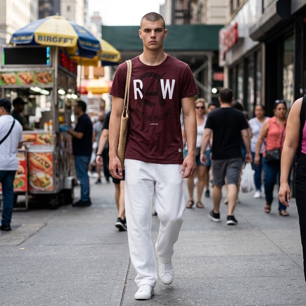 G-Star Raw Mens Graphic T-Shirt Burgundy Maroon RAW Logo Crew Neck Size M 2253